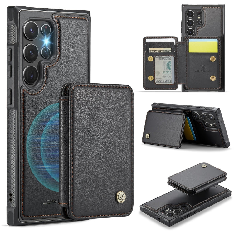 JEEHOOD J05 Business Magnetic Style RFID Leather Phone Case, For Samsung Galaxy S22 Ultra 5G