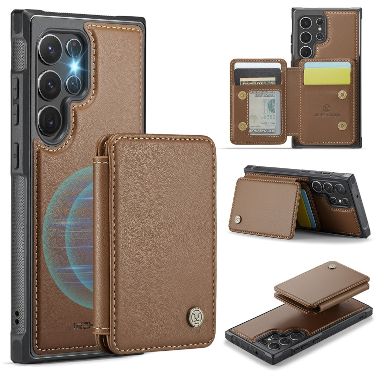 JEEHOOD J05 Business Magnetic Style RFID Leather Phone Case, For Samsung Galaxy S22 Ultra 5G