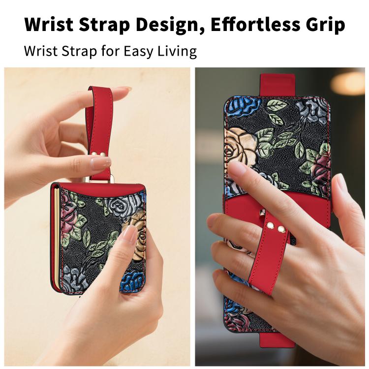 VIETAO Integrated Embossed Pattern Full Coverage Phone Case with Wrist Strap