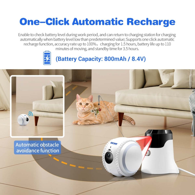 ESCAM QF011 2MP Smart Pet Robot Camera with Night Vision & APP Remote Control, QF011