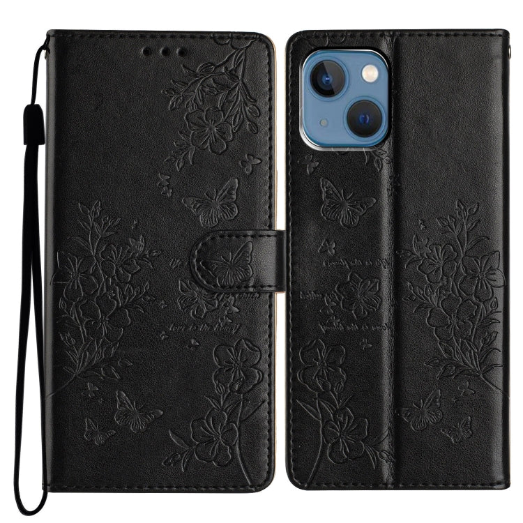 Butterflies and Flowers Leather Phone Case, For iPhone 13, For iPhone 13 mini, For iPhone 12 / 12 Pro, For iPhone 12 Pro Max