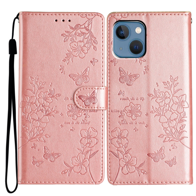 Butterflies and Flowers Leather Phone Case, For iPhone 13, For iPhone 13 mini, For iPhone 12 / 12 Pro, For iPhone 12 Pro Max