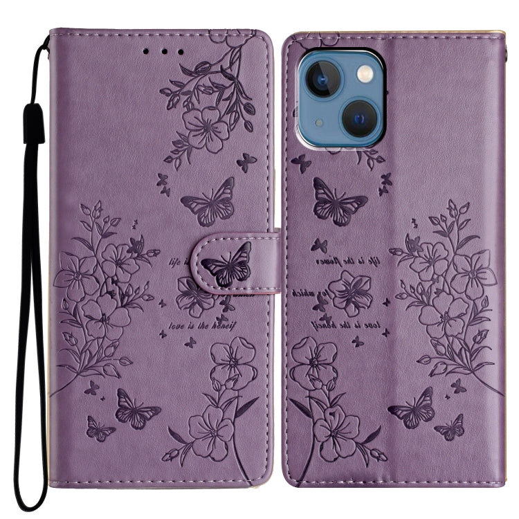 Butterflies and Flowers Leather Phone Case, For iPhone 13, For iPhone 13 mini, For iPhone 12 / 12 Pro, For iPhone 12 Pro Max