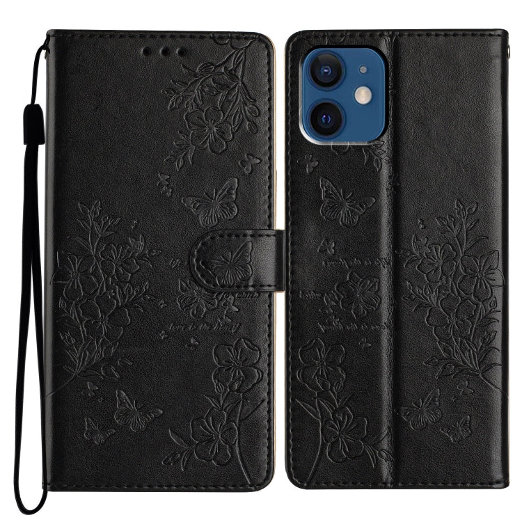 Butterflies and Flowers Leather Phone Case, For iPhone 13, For iPhone 13 mini, For iPhone 12 / 12 Pro, For iPhone 12 Pro Max
