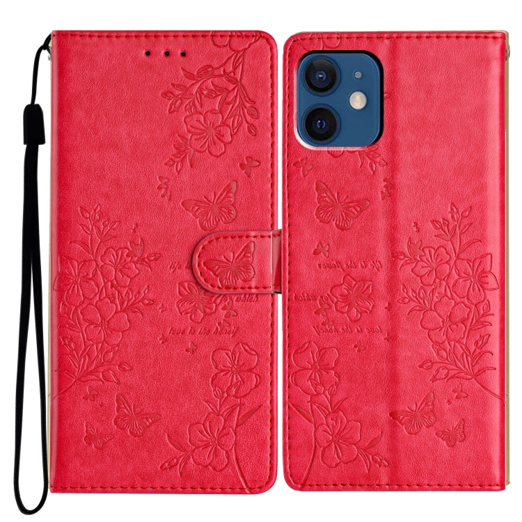 Butterflies and Flowers Leather Phone Case, For iPhone 13, For iPhone 13 mini, For iPhone 12 / 12 Pro, For iPhone 12 Pro Max
