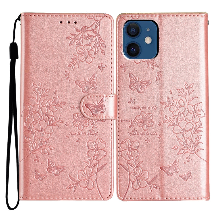 Butterflies and Flowers Leather Phone Case, For iPhone 13, For iPhone 13 mini, For iPhone 12 / 12 Pro, For iPhone 12 Pro Max