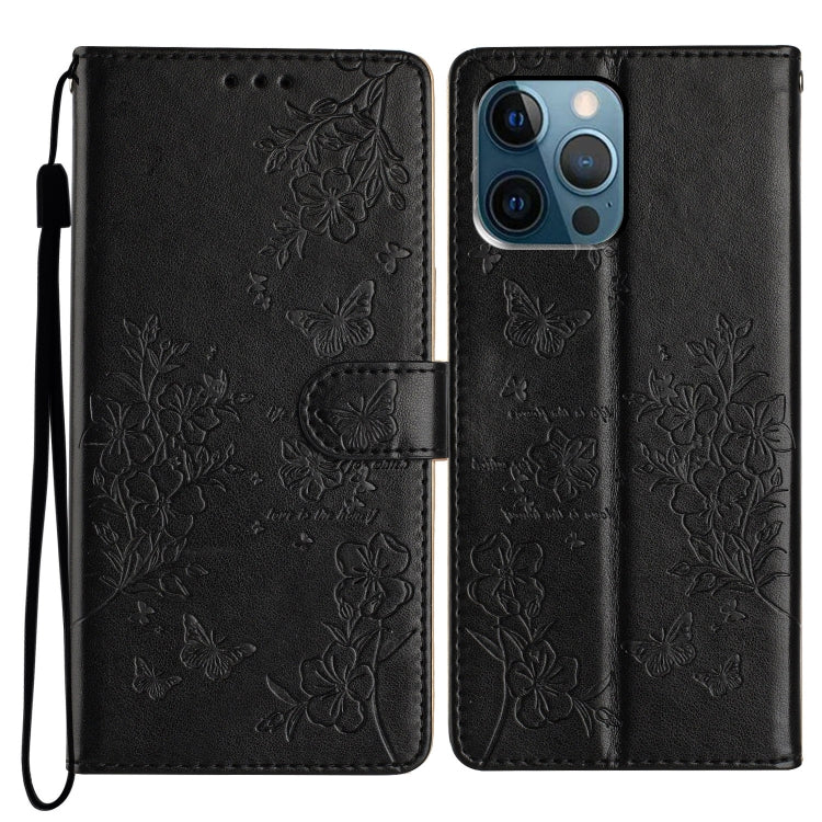 Butterflies and Flowers Leather Phone Case, For iPhone 13, For iPhone 13 mini, For iPhone 12 / 12 Pro, For iPhone 12 Pro Max