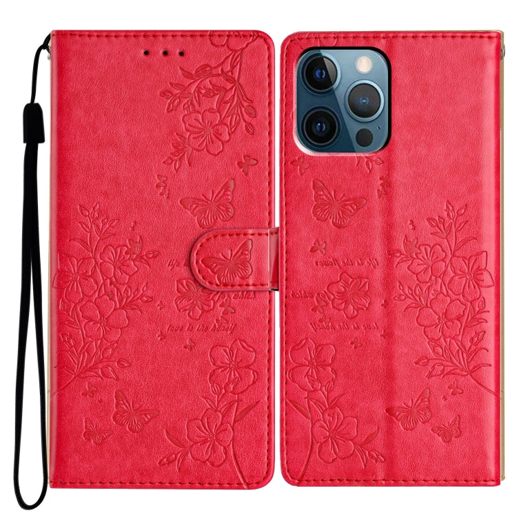 Butterflies and Flowers Leather Phone Case, For iPhone 13, For iPhone 13 mini, For iPhone 12 / 12 Pro, For iPhone 12 Pro Max