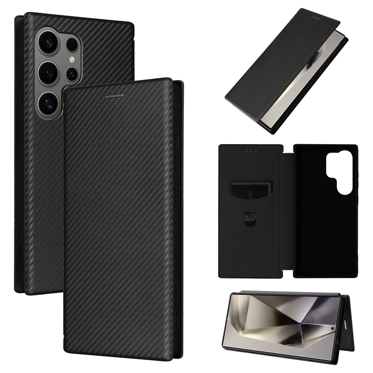 Carbon Fiber Texture Flip Leather Phone Case, For Samsung Galaxy S25 5G, For Samsung Galaxy S25+ 5G, For Samsung Galaxy S25 Ultra 5G, For Samsung Galaxy S24 FE 5G