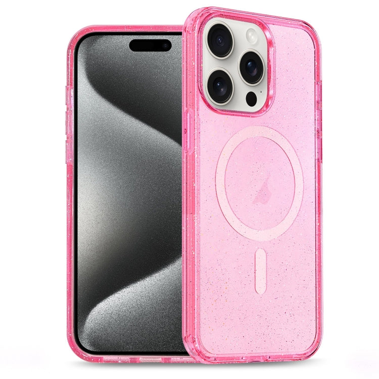 Glitter Powder TPU Hybrid PC MagSafe Phone Case, For iPhone 15 Pro Max, For iPhone 15 Pro, For iPhone 15 Plus, For iPhone 15