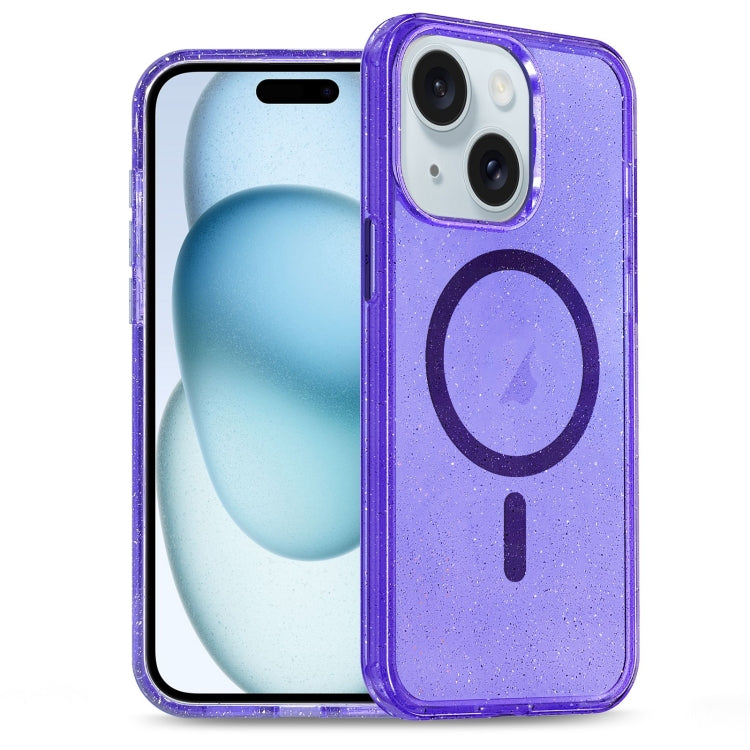 Glitter Powder TPU Hybrid PC MagSafe Phone Case, For iPhone 15 Pro Max, For iPhone 15 Pro, For iPhone 15 Plus, For iPhone 15