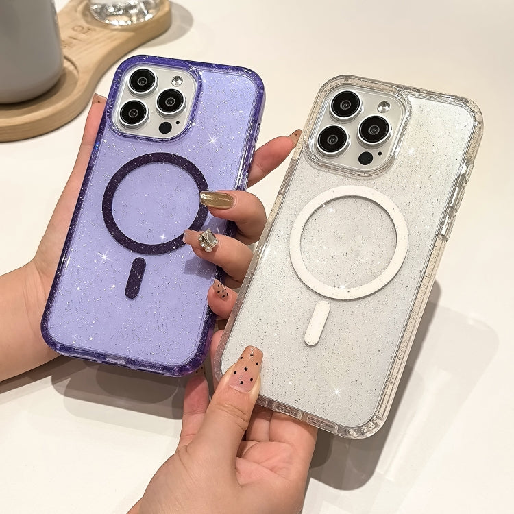 Glitter Powder TPU Hybrid PC MagSafe Phone Case, For iPhone 15 Pro Max, For iPhone 15 Pro, For iPhone 15 Plus, For iPhone 15