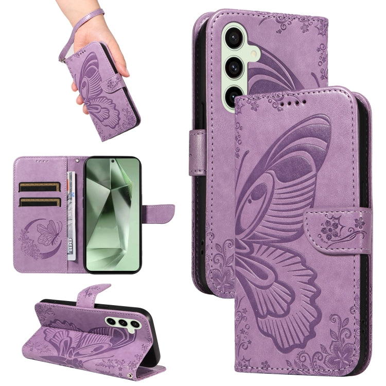 Swallowtail Butterfly Embossed Leather Phone Case, For Samsung Galaxy S25 / S24 5G, For Samsung Galaxy S25+ / S24+ 5G, For Samsung Galaxy S25 Ultra 5G, For Samsung Galaxy S24 FE 5G