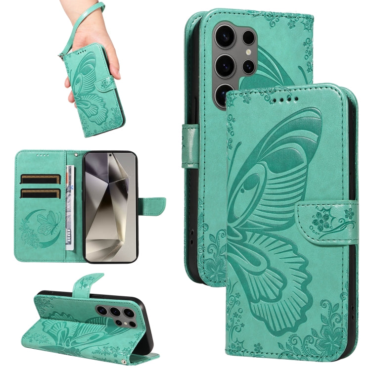 Swallowtail Butterfly Embossed Leather Phone Case, For Samsung Galaxy S25 / S24 5G, For Samsung Galaxy S25+ / S24+ 5G, For Samsung Galaxy S25 Ultra 5G, For Samsung Galaxy S24 FE 5G