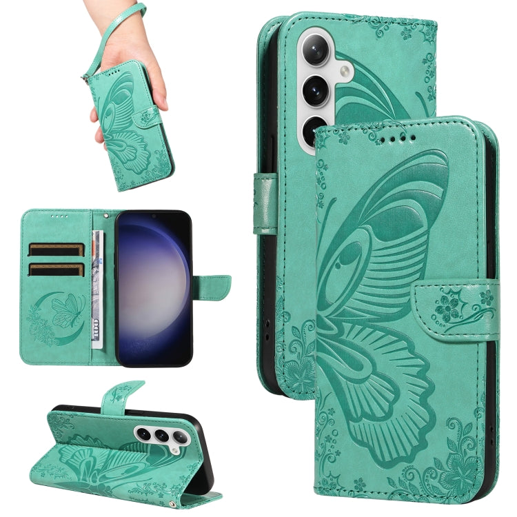 Swallowtail Butterfly Embossed Leather Phone Case, For Samsung Galaxy S25 / S24 5G, For Samsung Galaxy S25+ / S24+ 5G, For Samsung Galaxy S25 Ultra 5G, For Samsung Galaxy S24 FE 5G