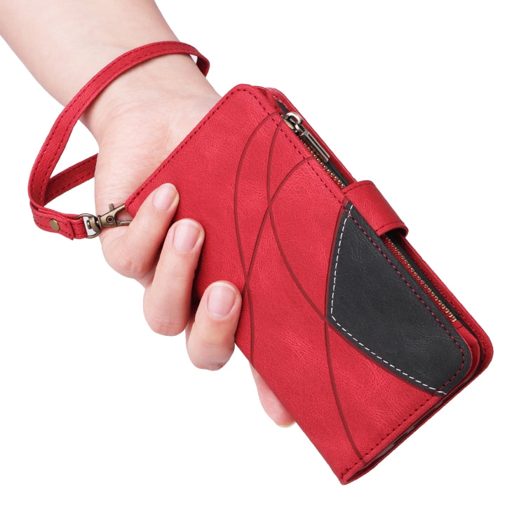 Dual-color 9 Card Slots Zipper Wallet Leather Phone Case, For iPhone 16