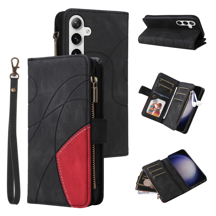 Dual-color 9 Card Slots Zipper Wallet Leather Phone Case, For Samsung Galaxy S25 / S24 5G, For Samsung Galaxy S25+ / S24+ 5G, For Samsung Galaxy S25 Ultra 5G, For Samsung Galaxy S24 FE 5G