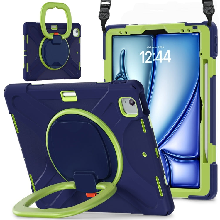 Silicone Hybrid PC Tablet Case with Holder & Shoulder Strap, For iPad Pro 13 2024, For iPad Air 13 2024