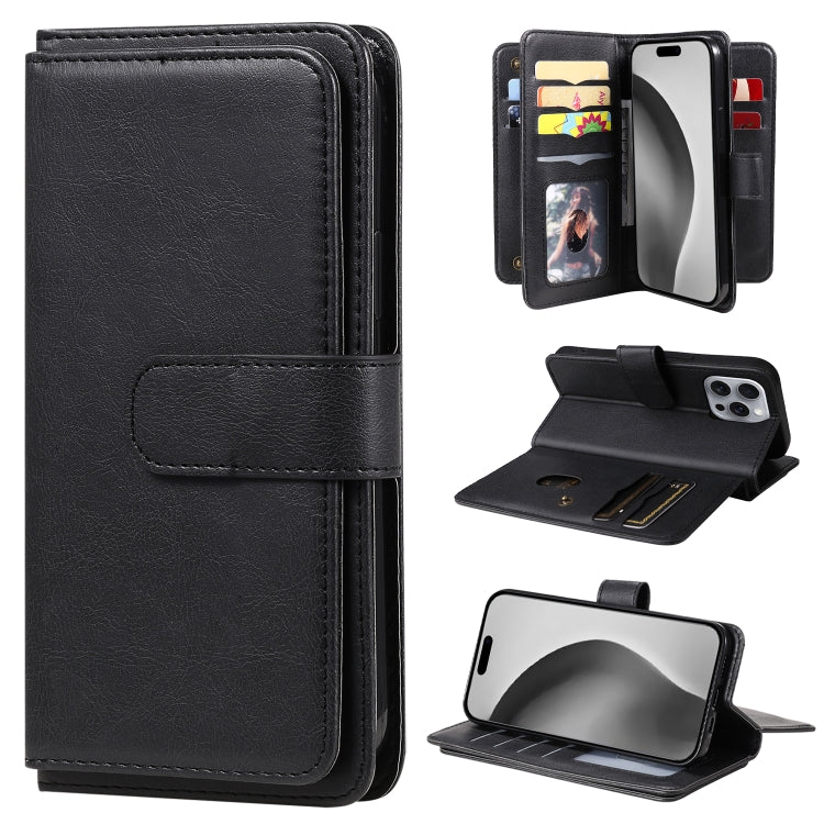 Multi-Function Wallet 10 Card Slots Leather Phone Case, For iPhone 16 Pro Max, For iPhone 16 Pro, For iPhone 16 Plus, For iPhone 16, For iPhone SE 2024