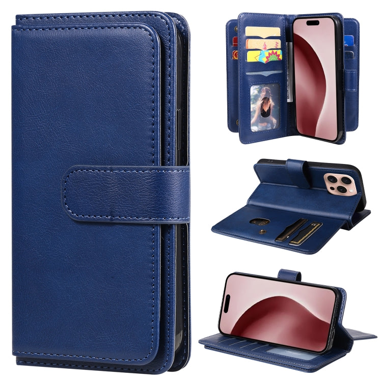 Multi-Function Wallet 10 Card Slots Leather Phone Case, For iPhone 16 Pro Max, For iPhone 16 Pro, For iPhone 16 Plus, For iPhone 16, For iPhone SE 2024