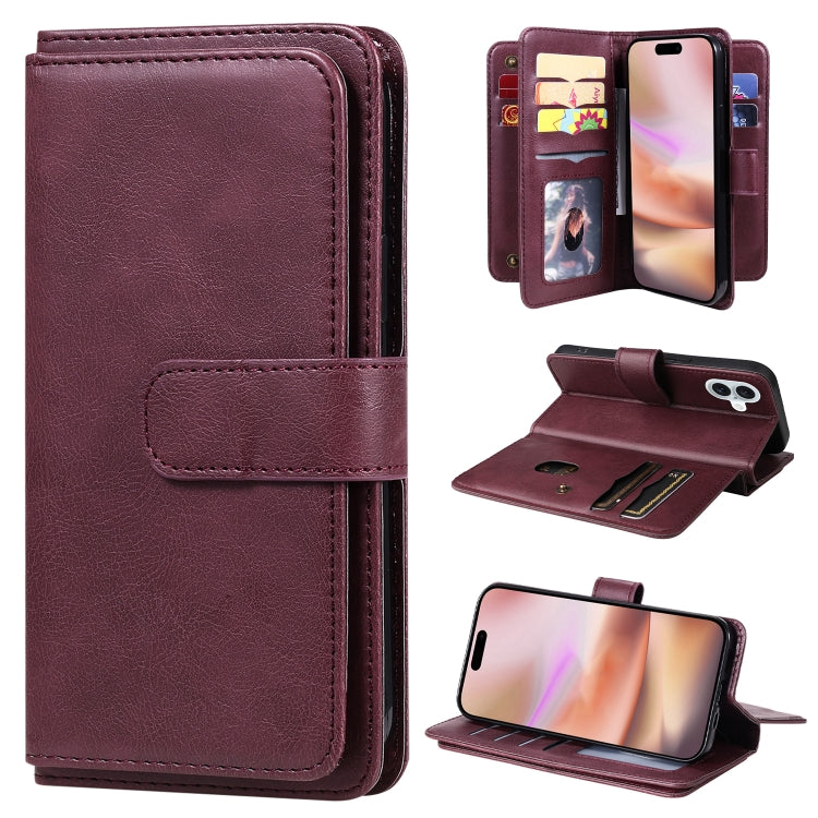 Multi-Function Wallet 10 Card Slots Leather Phone Case, For iPhone 16 Pro Max, For iPhone 16 Pro, For iPhone 16 Plus, For iPhone 16, For iPhone SE 2024