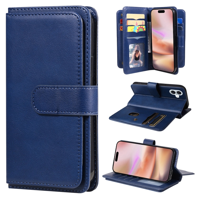 Multi-Function Wallet 10 Card Slots Leather Phone Case, For iPhone 16 Pro Max, For iPhone 16 Pro, For iPhone 16 Plus, For iPhone 16, For iPhone SE 2024