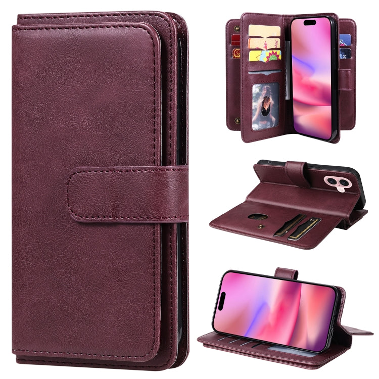 Multi-Function Wallet 10 Card Slots Leather Phone Case, For iPhone 16 Pro Max, For iPhone 16 Pro, For iPhone 16 Plus, For iPhone 16, For iPhone SE 2024