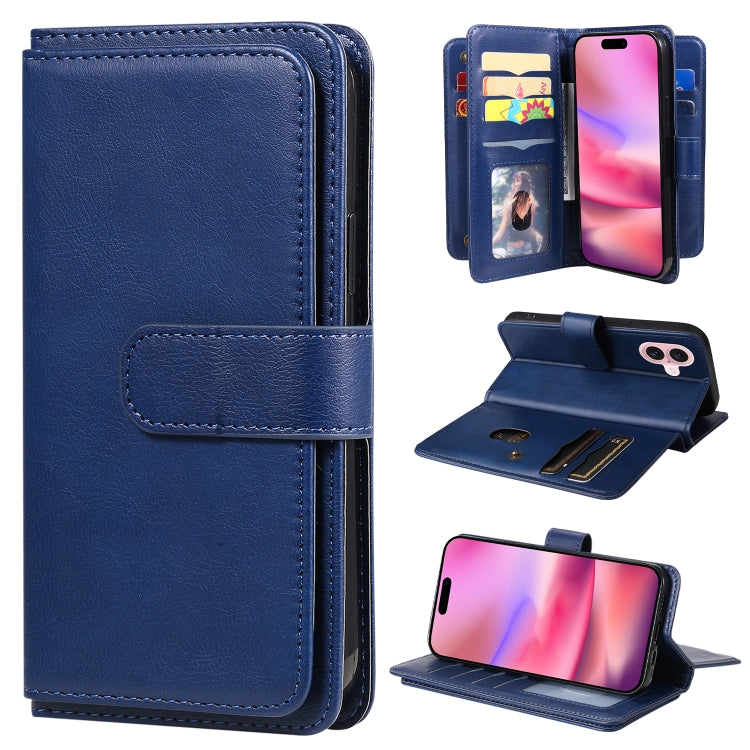 Multi-Function Wallet 10 Card Slots Leather Phone Case, For iPhone 16 Pro Max, For iPhone 16 Pro, For iPhone 16 Plus, For iPhone 16, For iPhone SE 2024