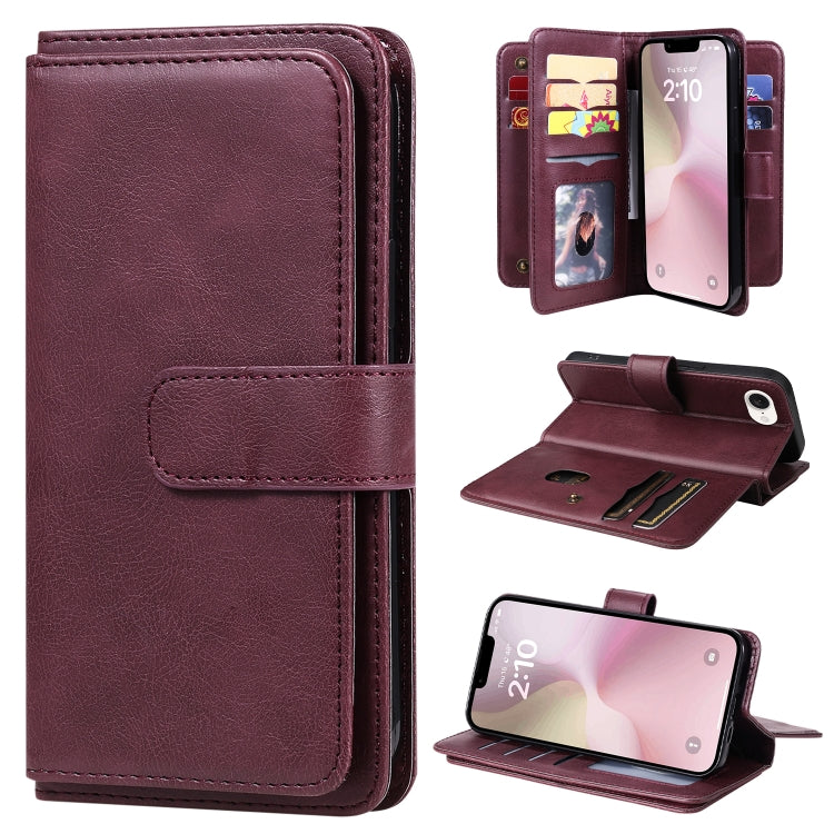 Multi-Function Wallet 10 Card Slots Leather Phone Case, For iPhone 16 Pro Max, For iPhone 16 Pro, For iPhone 16 Plus, For iPhone 16, For iPhone SE 2024