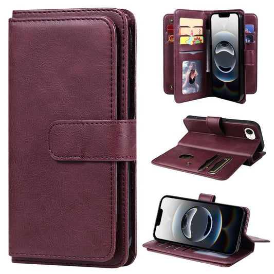 Multi-Function Wallet 10 Card Slots Leather Phone Case, iPhone 16e, For iPhone 16 Pro Max, For iPhone 16 Pro, For iPhone 16 Plus