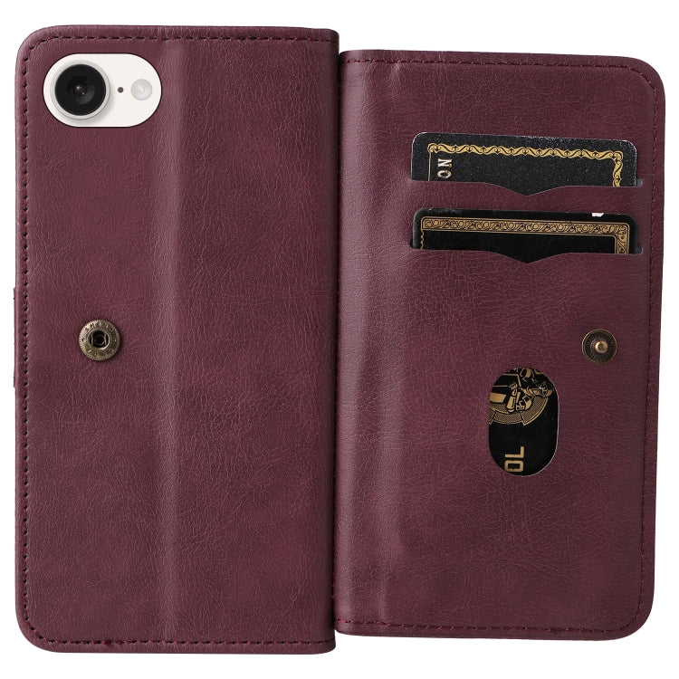 Multi-Function Wallet 10 Card Slots Leather Phone Case, iPhone 16e, For iPhone 16 Pro Max, For iPhone 16 Pro, For iPhone 16 Plus