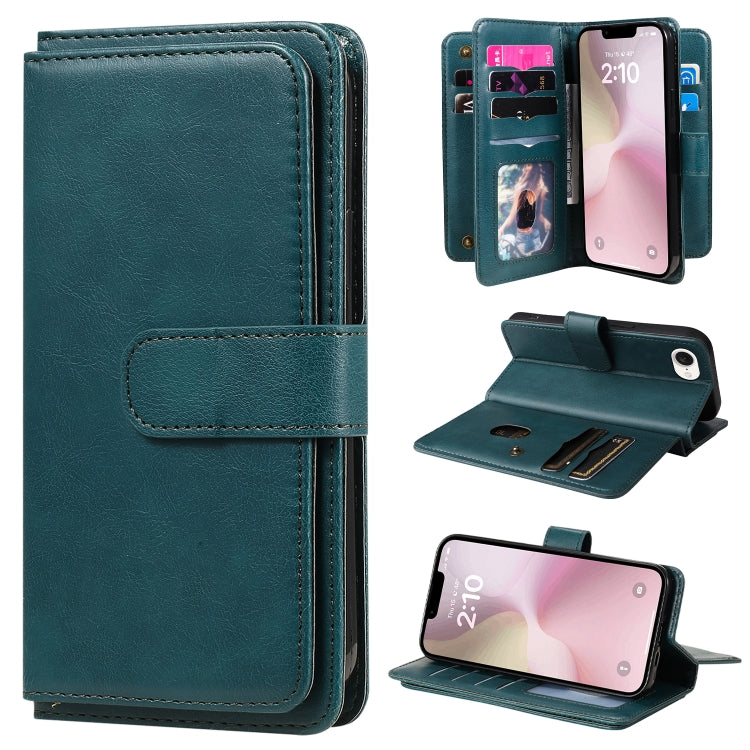 Multi-Function Wallet 10 Card Slots Leather Phone Case, For iPhone 16 Pro Max, For iPhone 16 Pro, For iPhone 16 Plus, For iPhone 16, For iPhone SE 2024