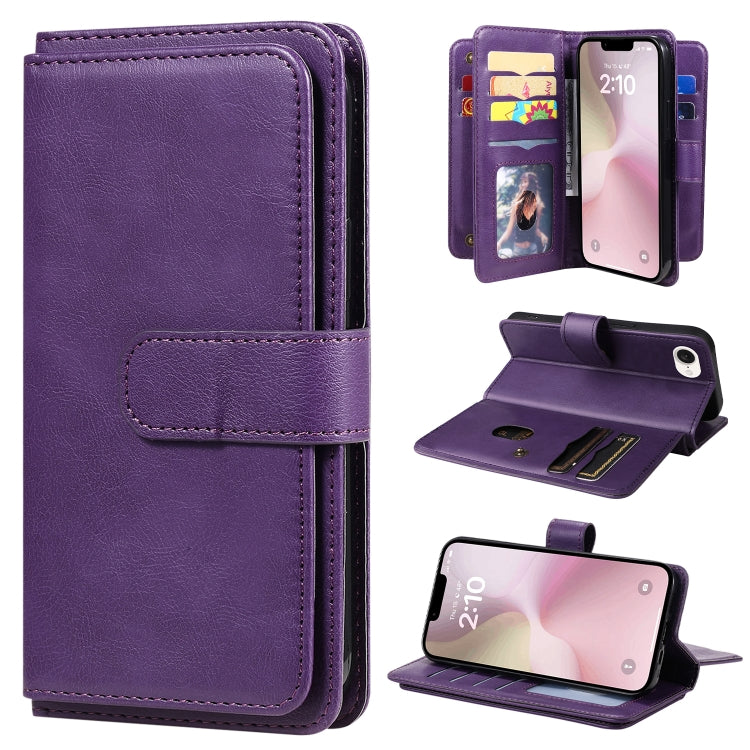 Multi-Function Wallet 10 Card Slots Leather Phone Case, For iPhone 16 Pro Max, For iPhone 16 Pro, For iPhone 16 Plus, For iPhone 16, For iPhone SE 2024