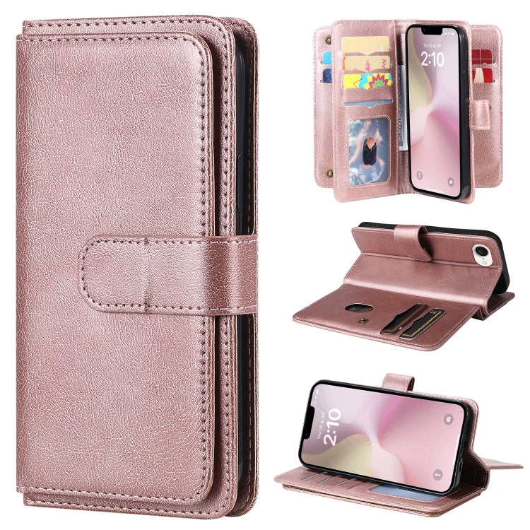 Multi-Function Wallet 10 Card Slots Leather Phone Case, For iPhone 16 Pro Max, For iPhone 16 Pro, For iPhone 16 Plus, For iPhone 16, For iPhone SE 2024