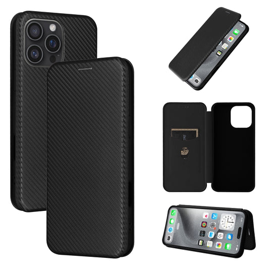 Carbon Fiber Texture Flip Leather Phone Case, For iPhone 16 Pro Max, For iPhone 16 Pro, For iPhone 16 Plus, For iPhone 16, For iPhone SE 2024