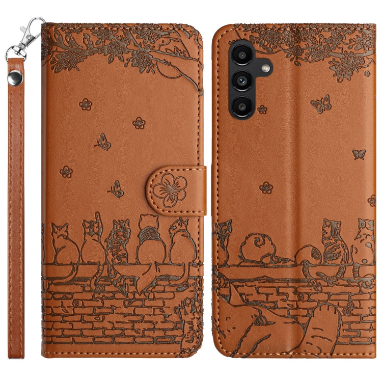 Cat Embossing Pattern Leather Phone Case with Lanyard, For Samsung Galaxy S25 5G, For Samsung Galaxy S25+ 5G, For Samsung Galaxy S25 Ultra 5G, For Samsung Galaxy S24 FE 5G