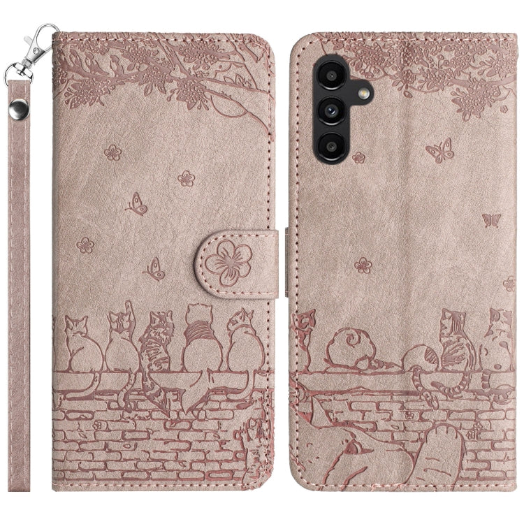 Cat Embossing Pattern Leather Phone Case with Lanyard, For Samsung Galaxy S25 5G, For Samsung Galaxy S25+ 5G, For Samsung Galaxy S25 Ultra 5G, For Samsung Galaxy S24 FE 5G