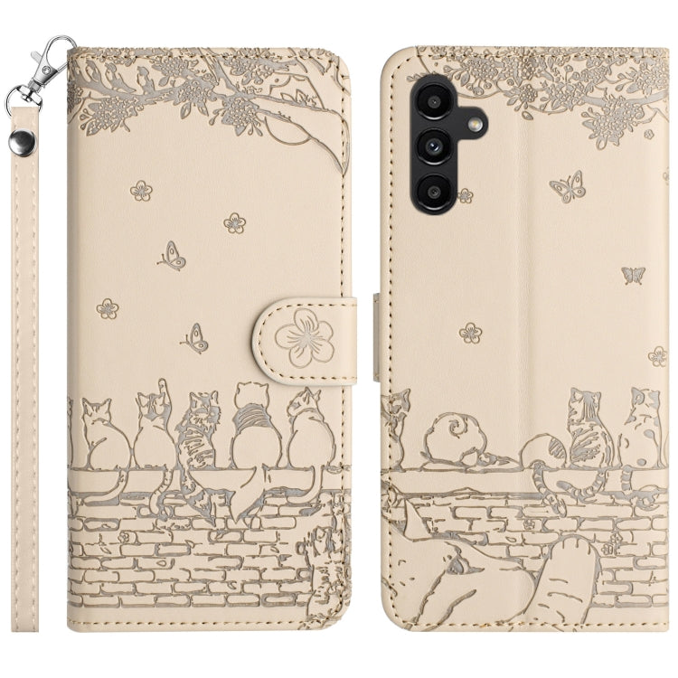 Cat Embossing Pattern Leather Phone Case with Lanyard, For Samsung Galaxy S25 5G, For Samsung Galaxy S25+ 5G, For Samsung Galaxy S25 Ultra 5G, For Samsung Galaxy S24 FE 5G