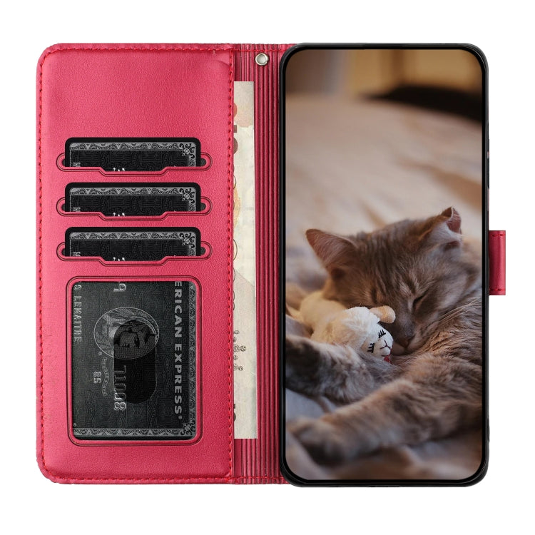 Cat Embossing Pattern Leather Phone Case with Lanyard, For Samsung Galaxy S25 5G, For Samsung Galaxy S25+ 5G, For Samsung Galaxy S25 Ultra 5G, For Samsung Galaxy S24 FE 5G