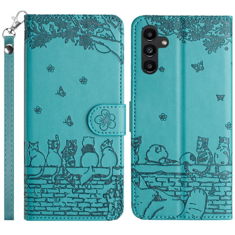 Cat Embossing Pattern Leather Phone Case with Lanyard, For Samsung Galaxy S25 5G, For Samsung Galaxy S25+ 5G, For Samsung Galaxy S25 Ultra 5G, For Samsung Galaxy S24 FE 5G