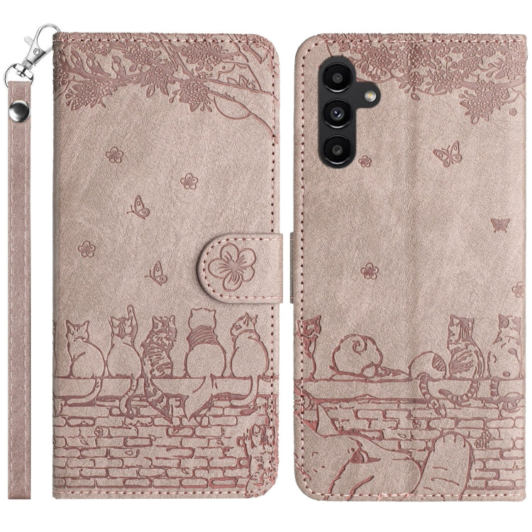 Cat Embossing Pattern Leather Phone Case with Lanyard, For Samsung Galaxy S25 5G, For Samsung Galaxy S25+ 5G, For Samsung Galaxy S25 Ultra 5G, For Samsung Galaxy S24 FE 5G