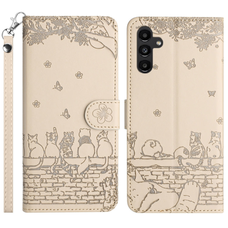 Cat Embossing Pattern Leather Phone Case with Lanyard, For Samsung Galaxy S25 5G, For Samsung Galaxy S25+ 5G, For Samsung Galaxy S25 Ultra 5G, For Samsung Galaxy S24 FE 5G