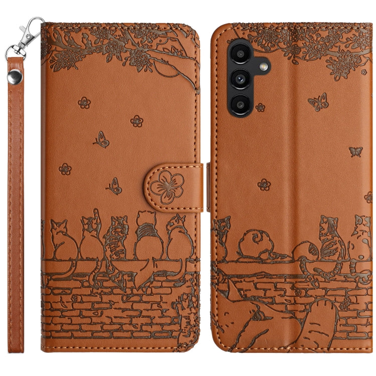 Cat Embossing Pattern Leather Phone Case with Lanyard, For Samsung Galaxy S25 5G, For Samsung Galaxy S25+ 5G, For Samsung Galaxy S25 Ultra 5G, For Samsung Galaxy S24 FE 5G