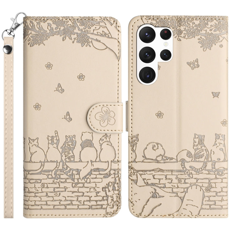 Cat Embossing Pattern Leather Phone Case with Lanyard, For Samsung Galaxy S25 5G, For Samsung Galaxy S25+ 5G, For Samsung Galaxy S25 Ultra 5G, For Samsung Galaxy S24 FE 5G