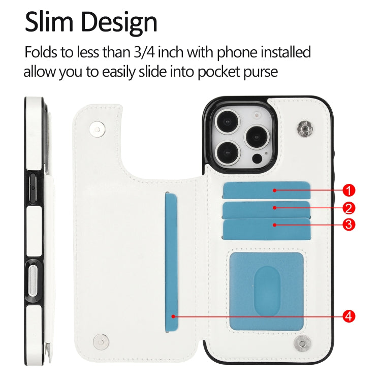 Double Buckle Crazy Horse Texture PU Phone Case, For iPhone 16 Pro Max, For iPhone 16 Pro, For iPhone 16 Plus