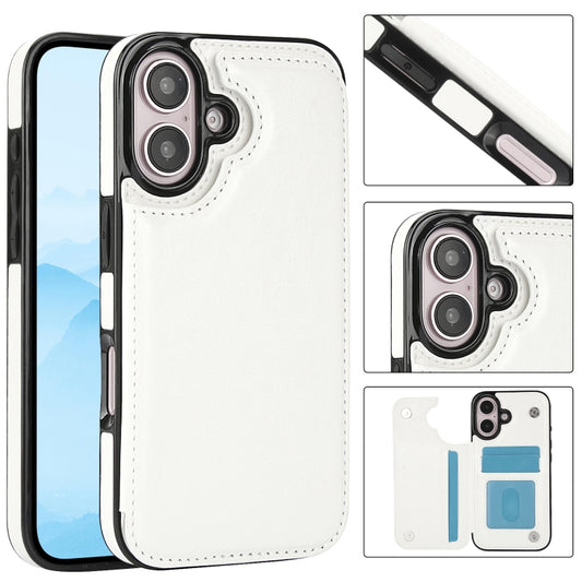 Double Buckle Crazy Horse Texture PU Phone Case, For iPhone 16
