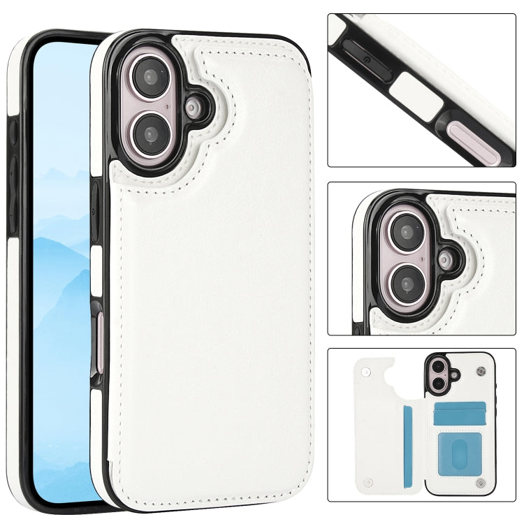 Double Buckle Crazy Horse Texture PU Phone Case, For iPhone 16 Pro Max, For iPhone 16 Pro, For iPhone 16 Plus, For iPhone 16