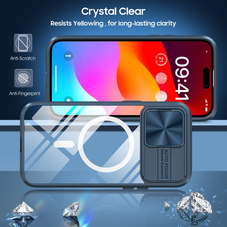 Clear Acrylic + PC + TPU MagSafe Lens Sliding Cover Full Coverage Phone Case, For  iPhone 15 Pro Max, For iPhone 14 Plus, For iPhone 14 / 13, For  iPhone 14 Pro Max