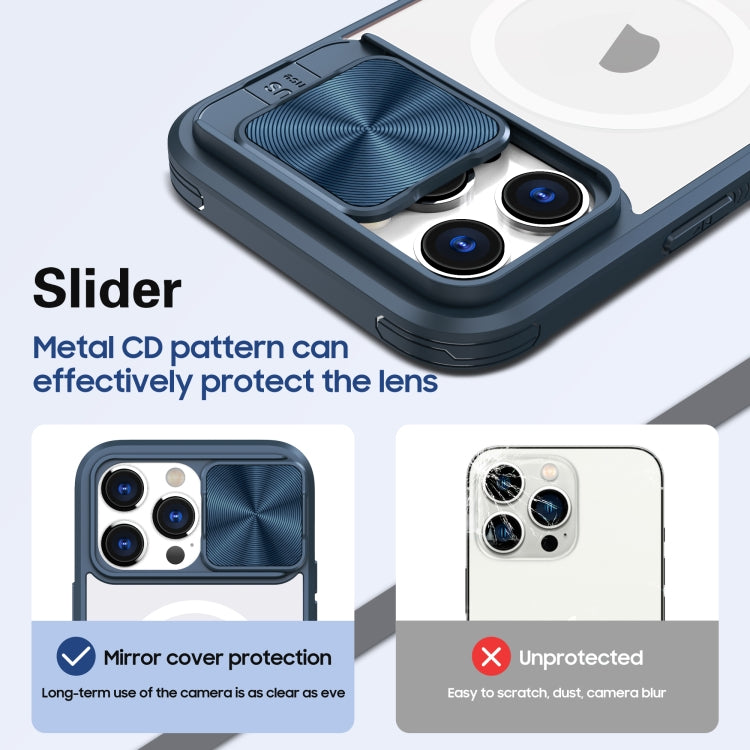 Clear Acrylic + PC + TPU MagSafe Lens Sliding Cover Full Coverage Phone Case, For  iPhone 15 Pro Max, For iPhone 14 Plus, For iPhone 14 / 13, For  iPhone 14 Pro Max