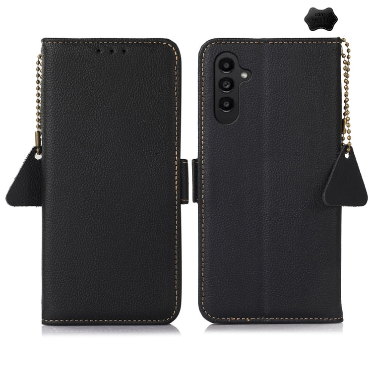 Side-Magnetic TJ Genuine Leather RFID Phone Case, For Samsung Galaxy S25 Ultra 5G, For Samsung Galaxy S24 FE 5G